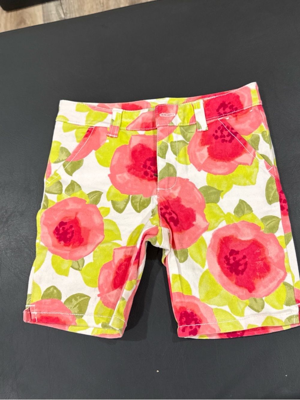 Gymboree White Shorts with Pink & Lime Floral Print